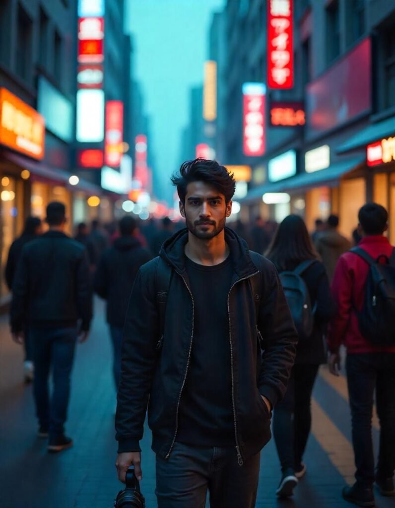 Visual representation of vlogging environments such as walking, action, and stationary, highlighting the importance of image stabilization in each scenario."