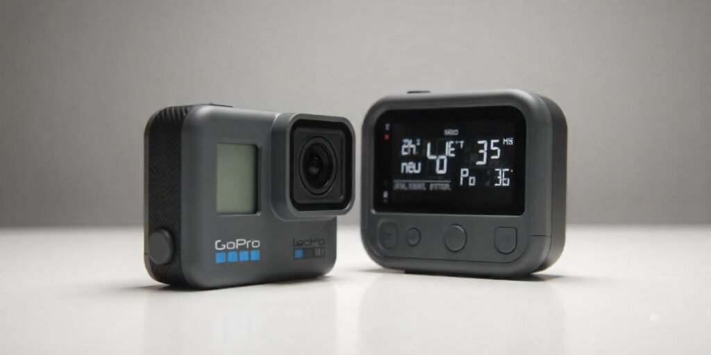 GoPro HERO11 with a fully charged battery and a timer showing battery life during extended filming.